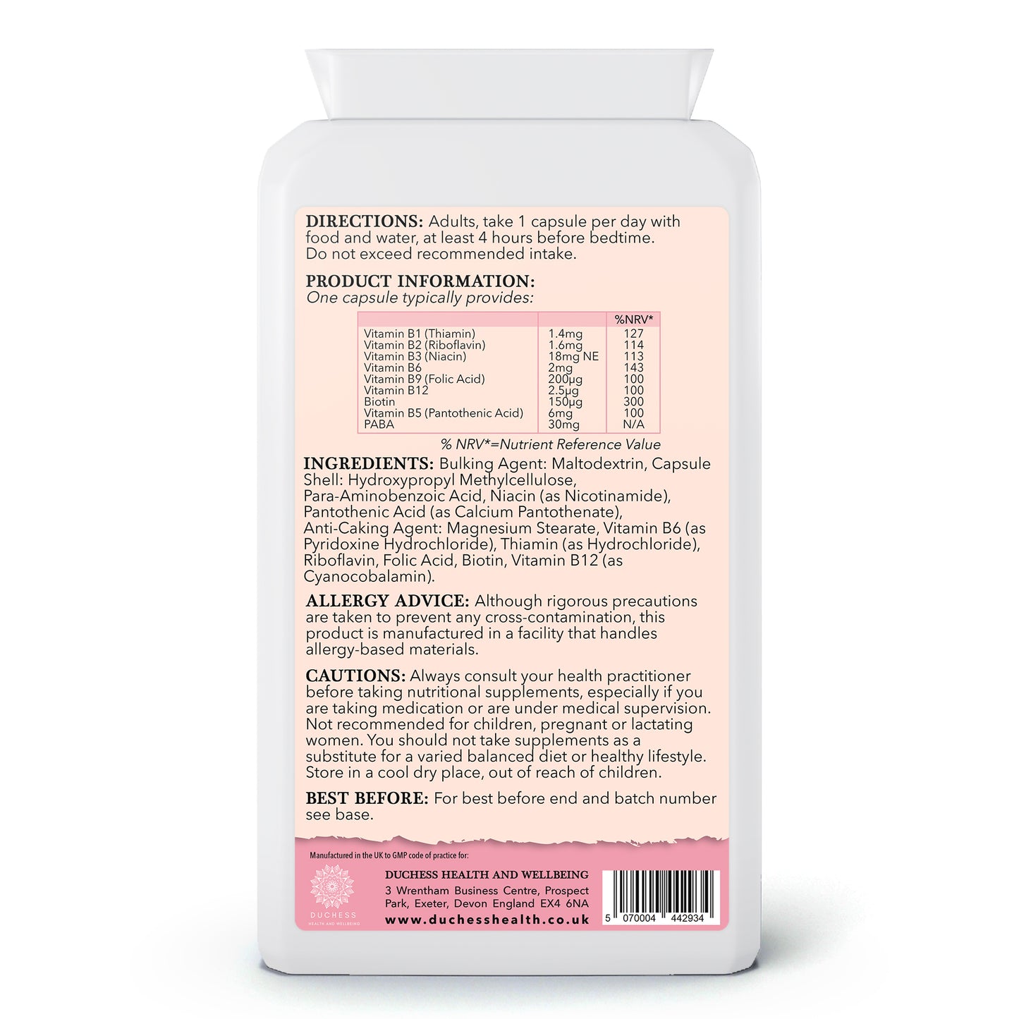 Vitamin B Complex  -  Supports Hair, Skin, Nails and Daily Wellbeing