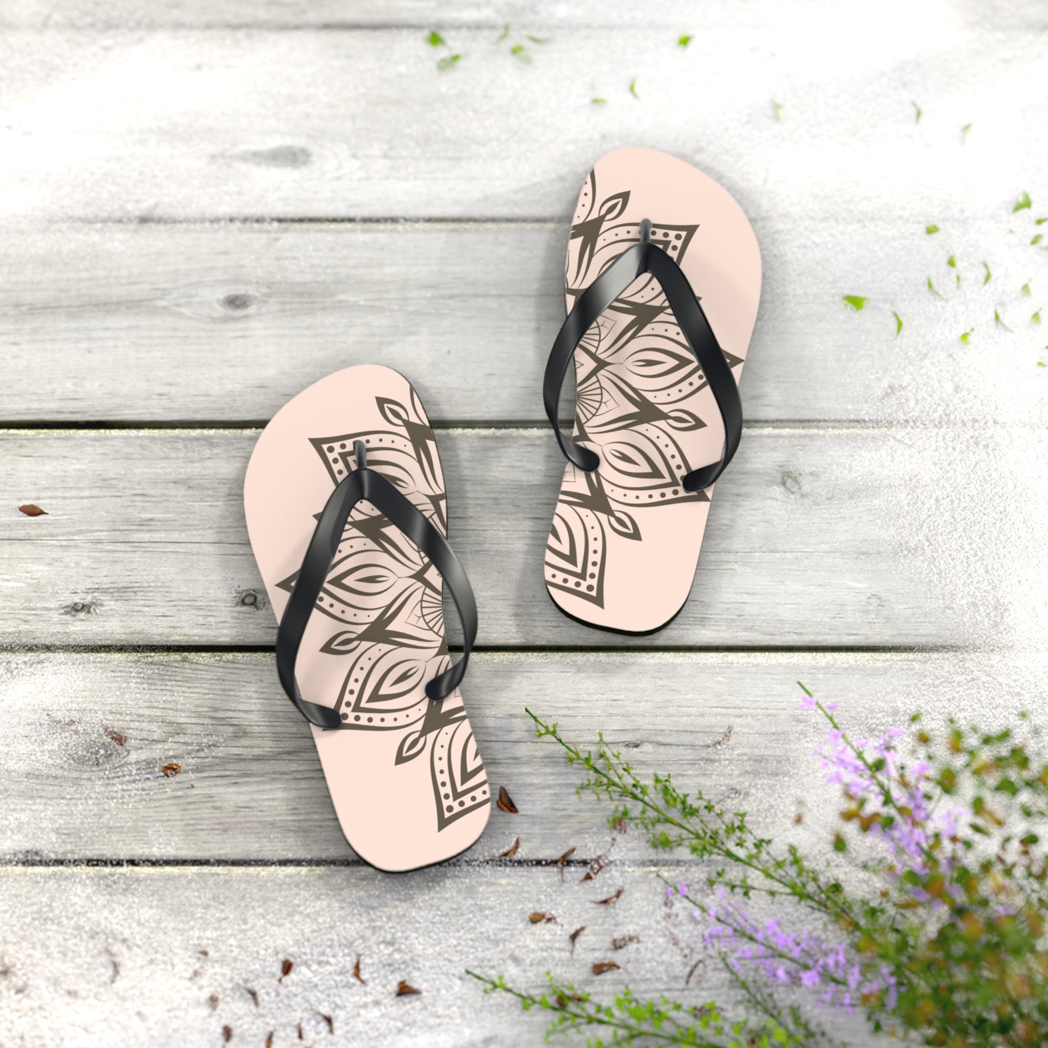 Boho Chic Flip Flops with Mandala Design - Perfect for Summer, Beach Days, and Vacation