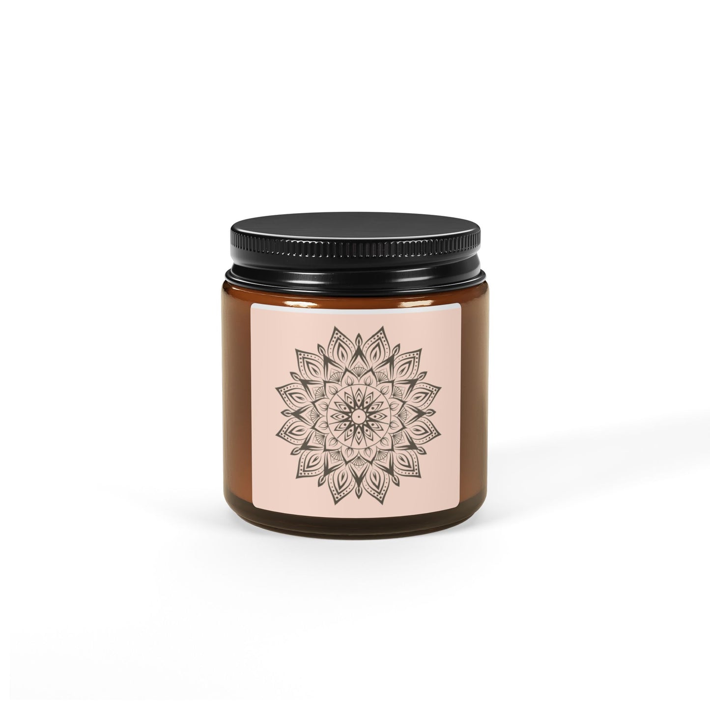 Relaxing Scented Soy Candle - Amber Jar with Mandala Design